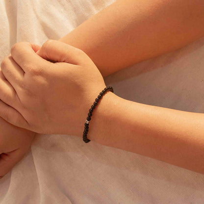 black tourmaline bracelet with charm 4mm bracelet