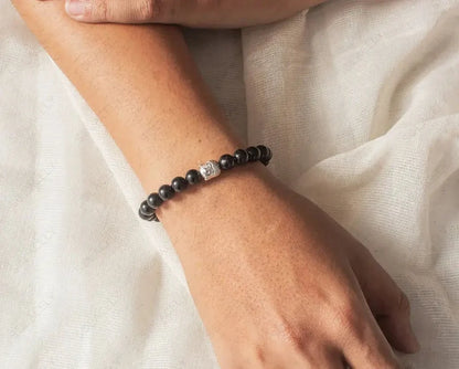 black tourmaline bracelet with charms