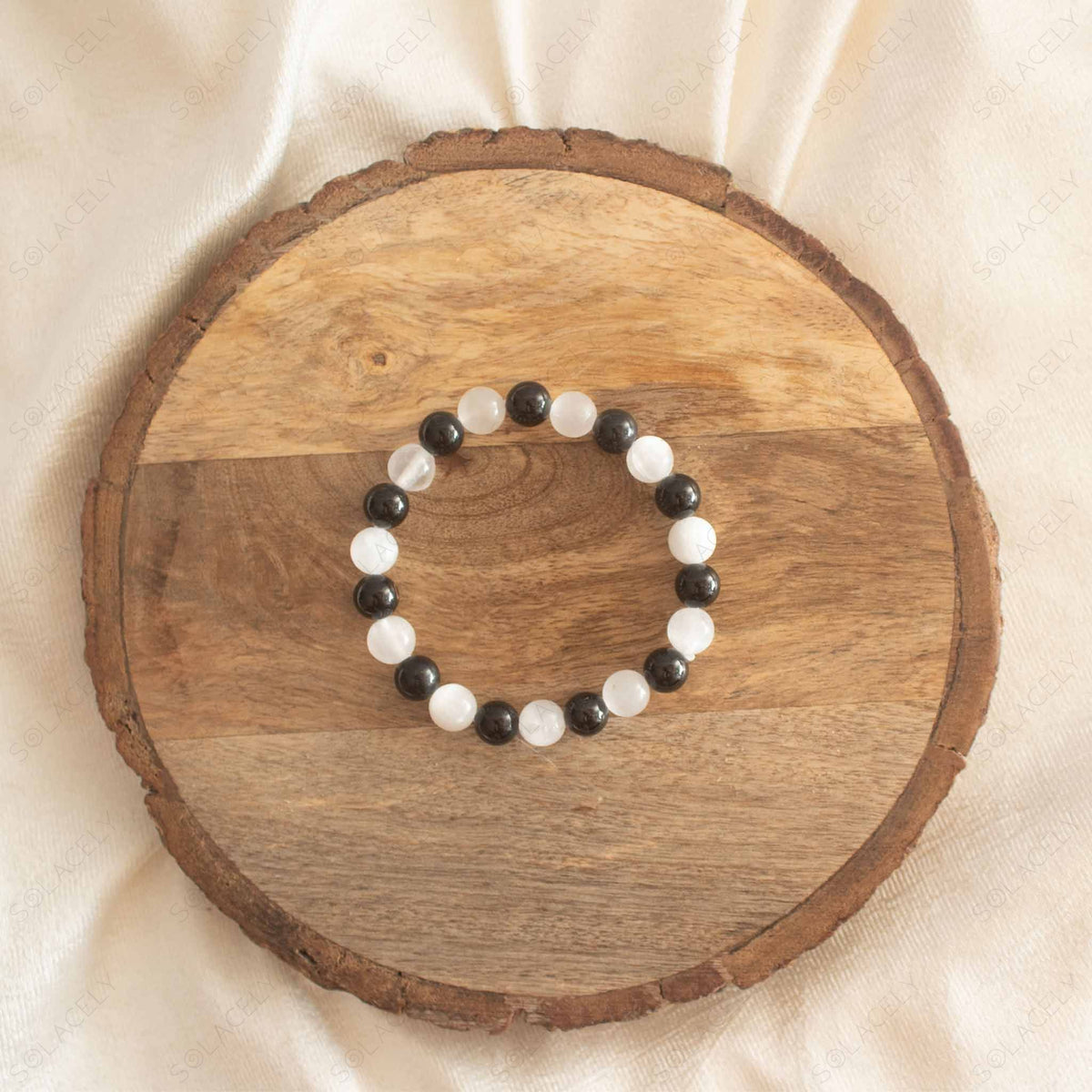 black tourmaline selenite bracelet 8mm
