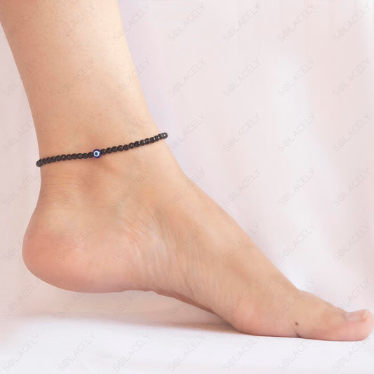 black tourmaline with evil eye ankelet