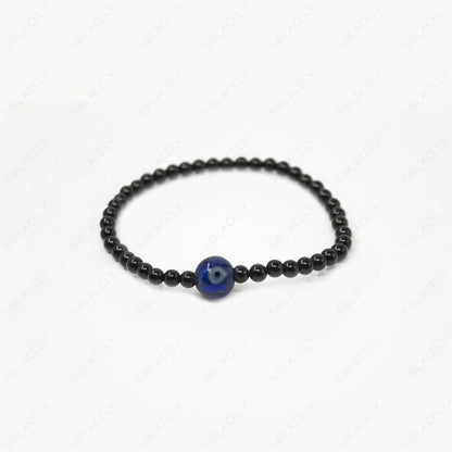 black tourmaline evil eye bracelet 4mm