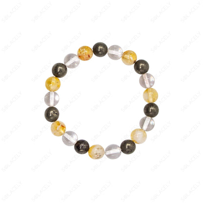 wealth bracelet citrine pyrite and clear quartz