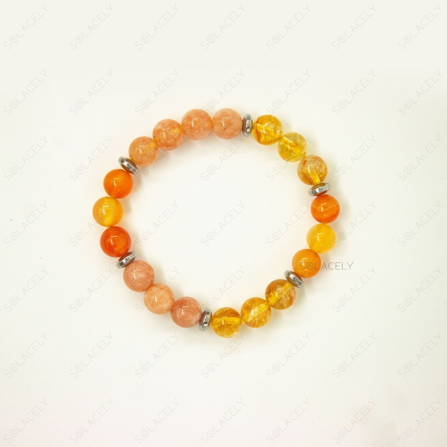 bracelet with hematite spacers carnelian sunstone citrine