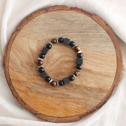 Black crystal triple protection bracelet