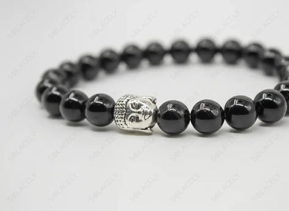 Spiritual Black Tourmaline with buddha charms bracelet