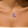 Calm dusk amethyst crescent necklace
