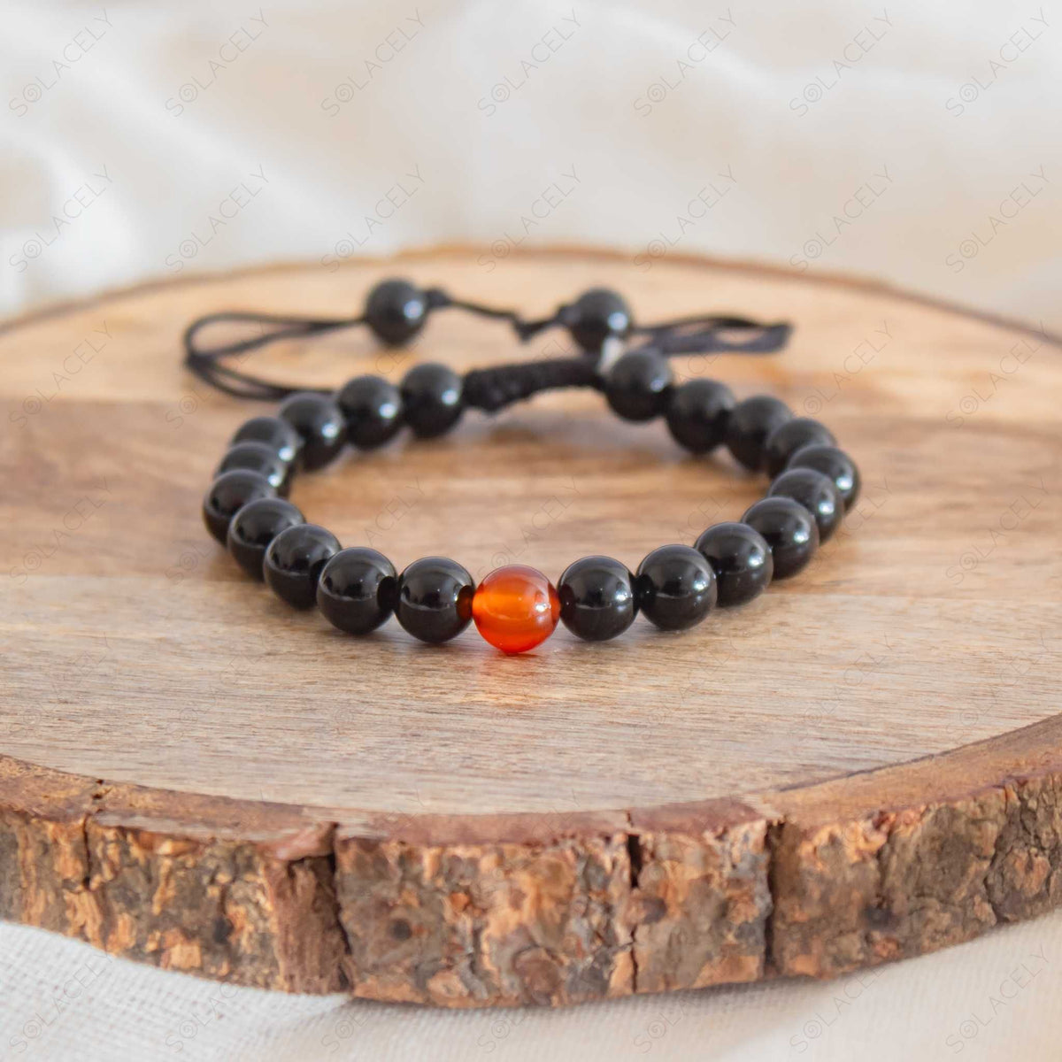 couple bracelet carnelian and black tourmaline