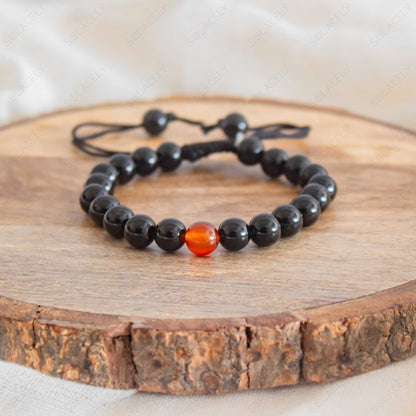 couple bracelet carnelian and black tourmaline