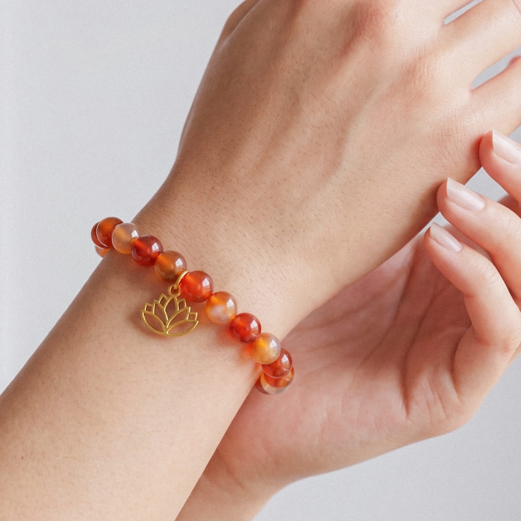 Carnelian lotus crystal bracelet