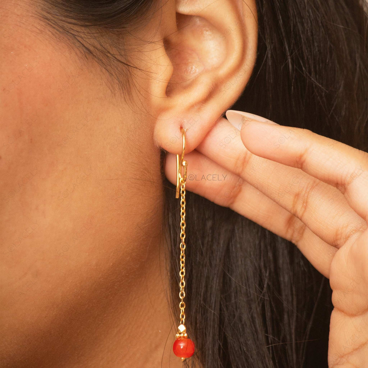 carnelian necklace gold plated earring set