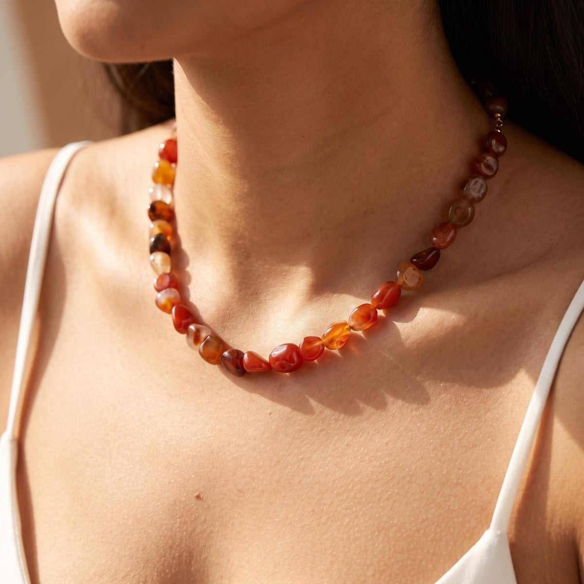 Carnelian orange gemstone pendant necklace