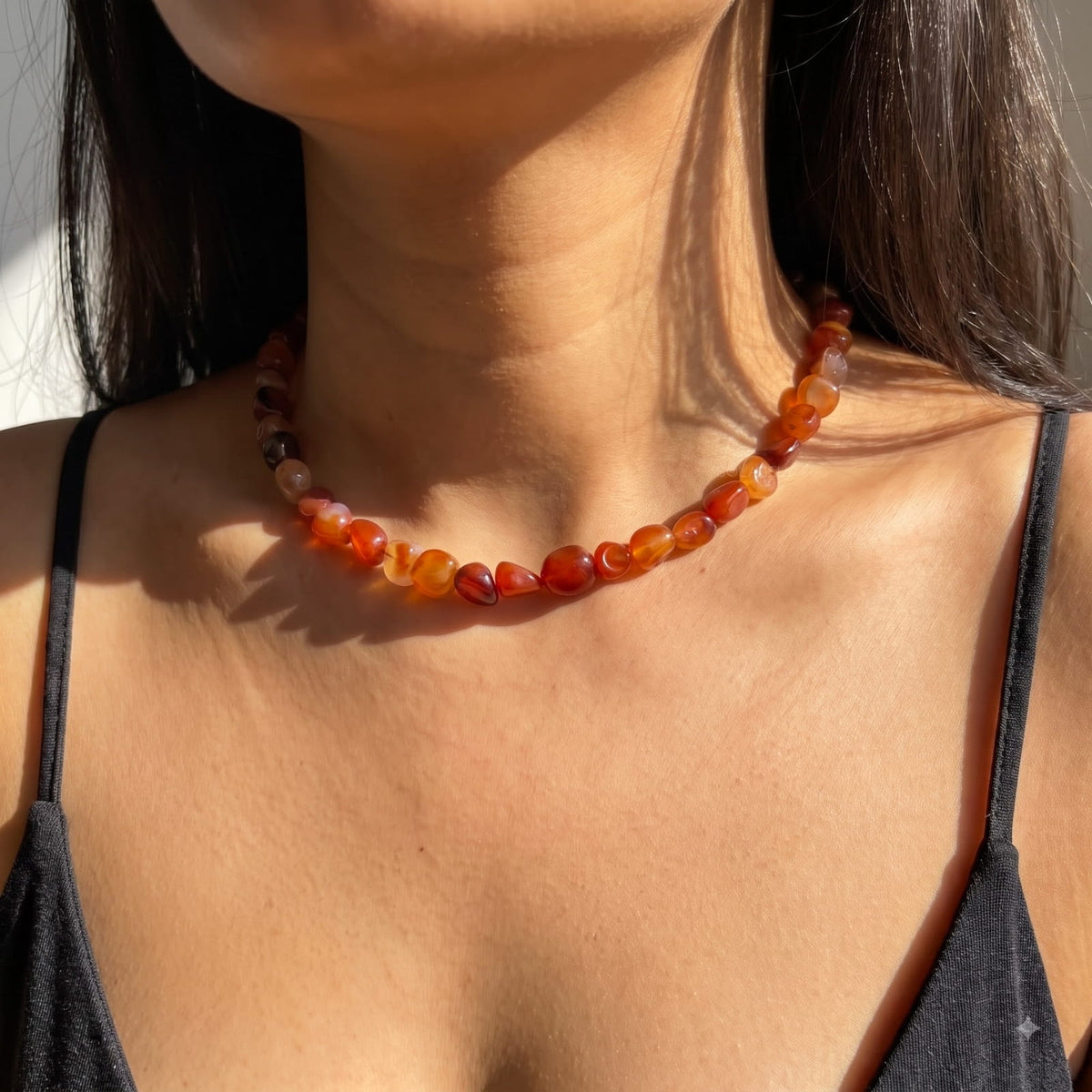 Carnelian tumble stone necklace