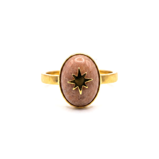 Celestial signet rose quartz ring