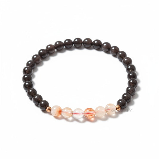 Citrine and Red Garnet Crystal Bracelet - 6mm Beads