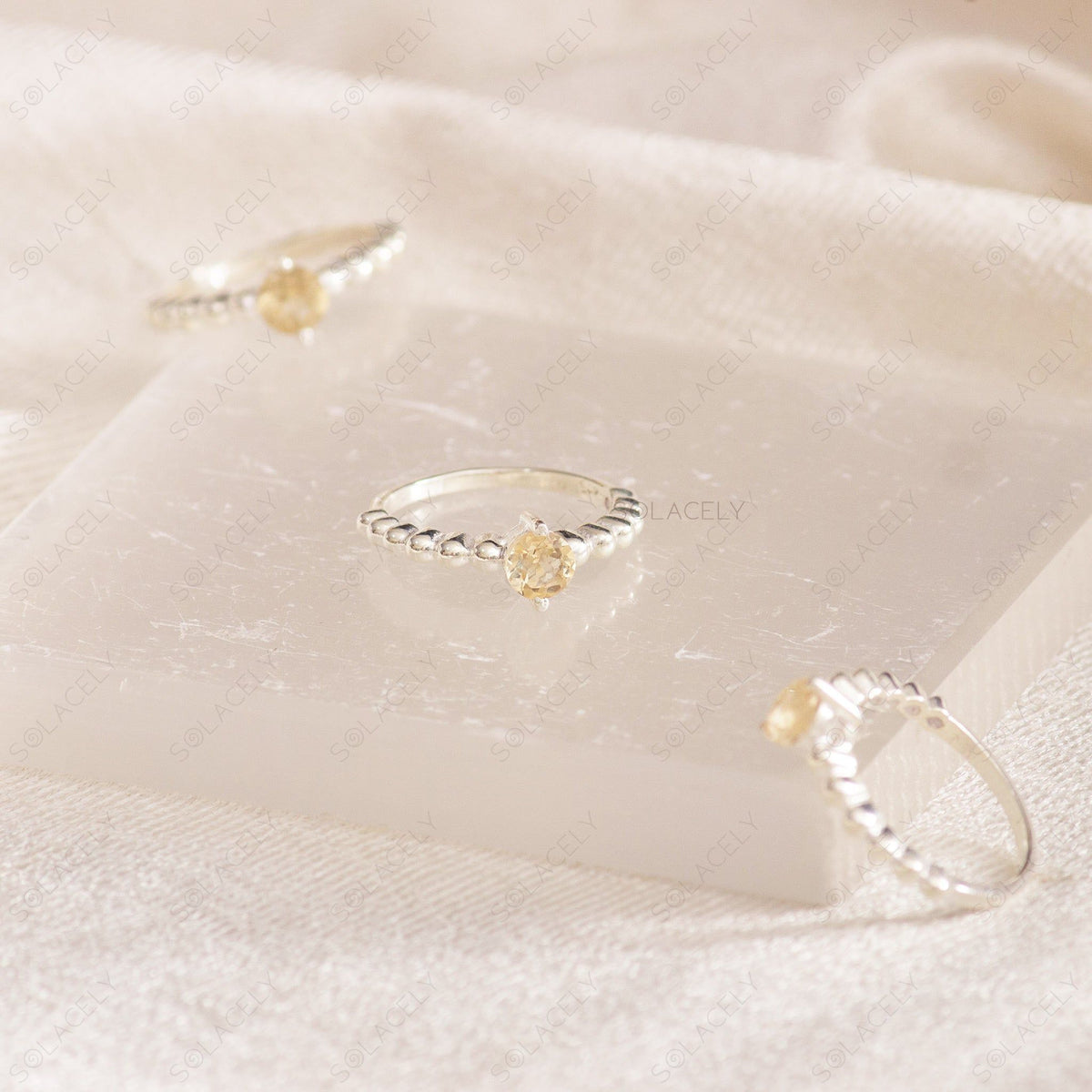 citrine faceted sterling silver ring