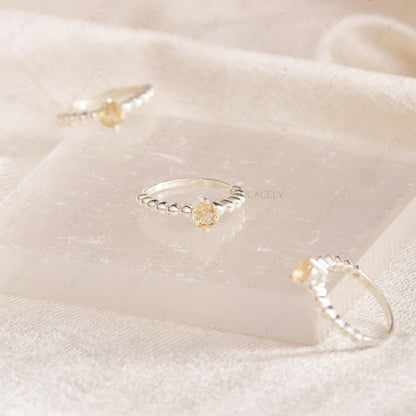 citrine faceted sterling silver ring