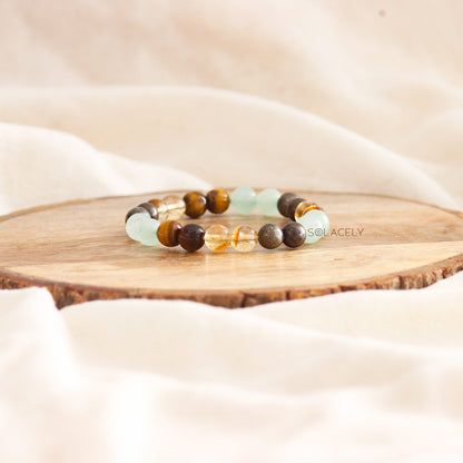 citrine, pyrite, green aventurine, and tigers eye Stretchable Bracelet