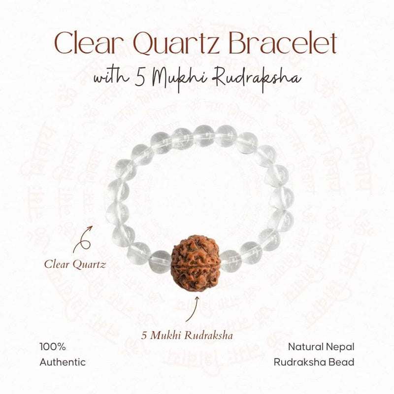 Clear Quartz Rudraksha Bracelet
