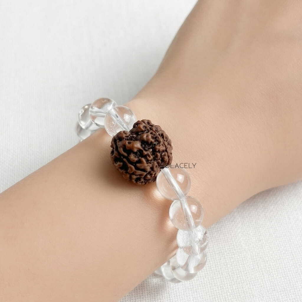 Clear quartz crystal bracelet rudraksha beads