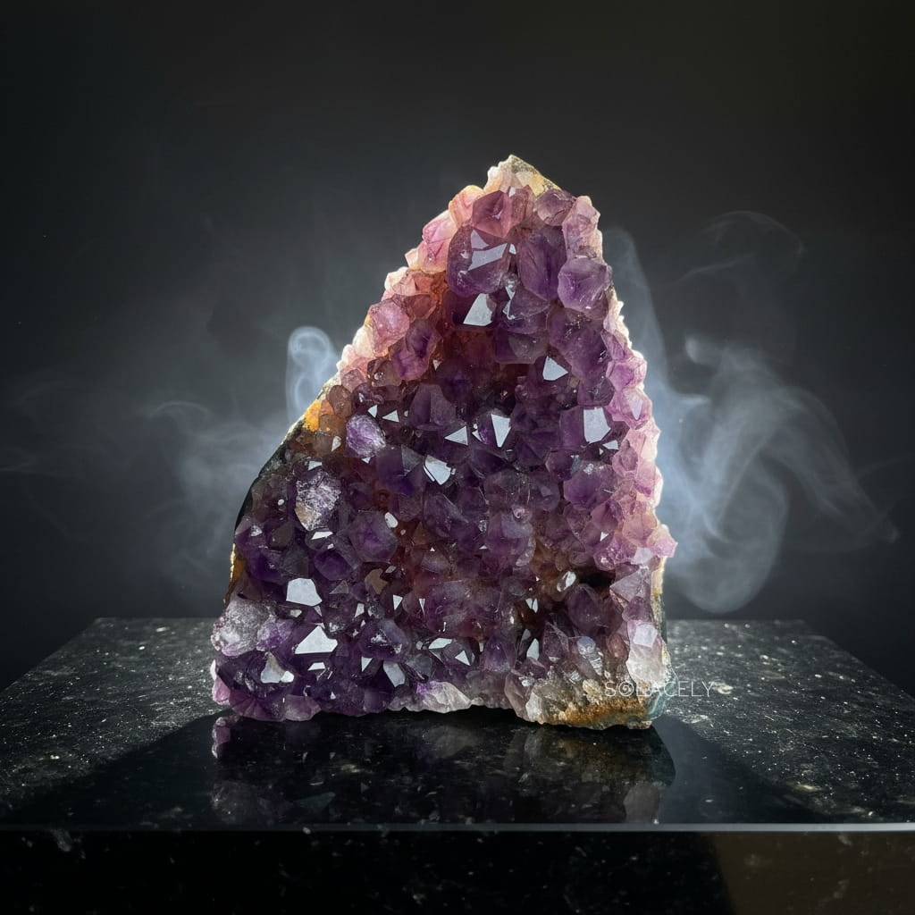 Compact brazilian amethyst geode display stone