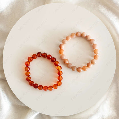 8mm carnelian and sunstone bracelet for confidence