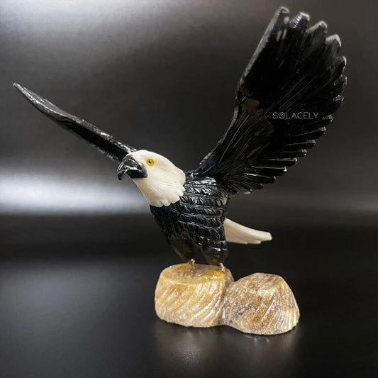 Crystal Eagle Birds on Natural Stone Base