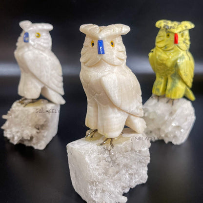 Crystal Owls With Crystal Base