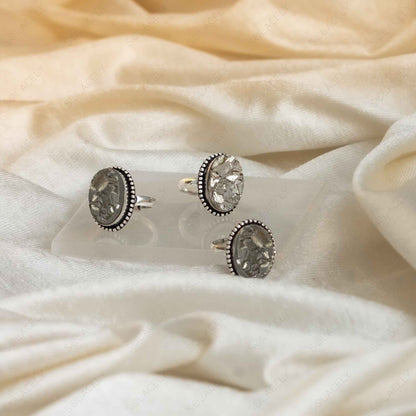 pyrite raw crystal rings