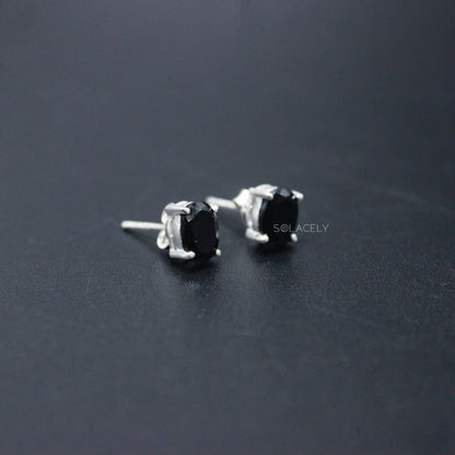 Black Onyx silver stud earrings