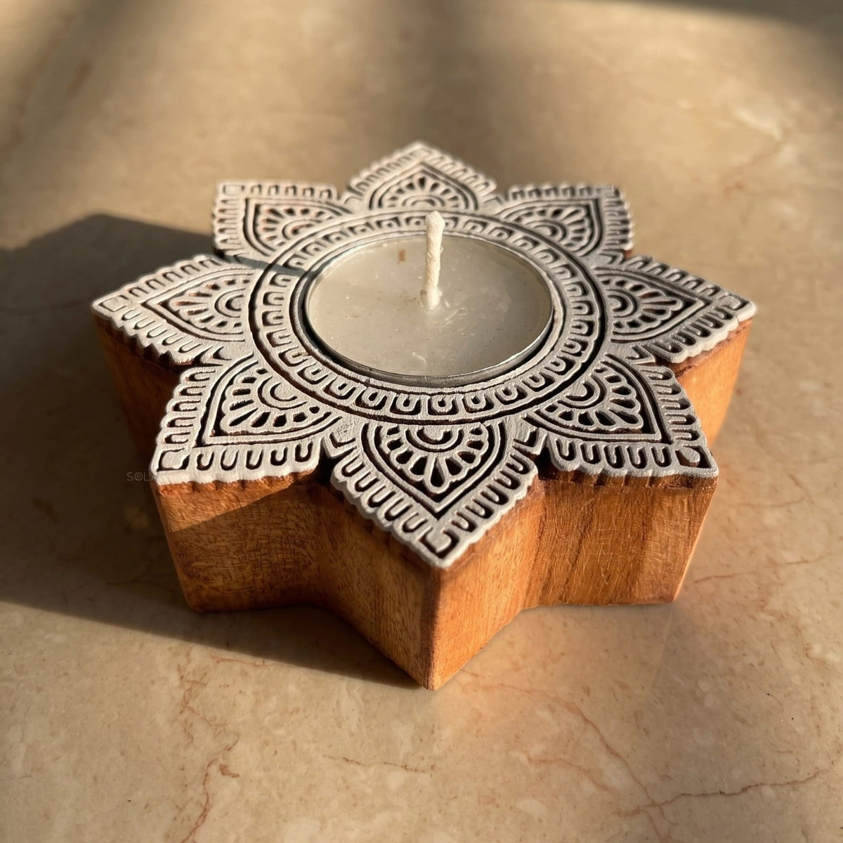 Decorative solar mandala candle holders