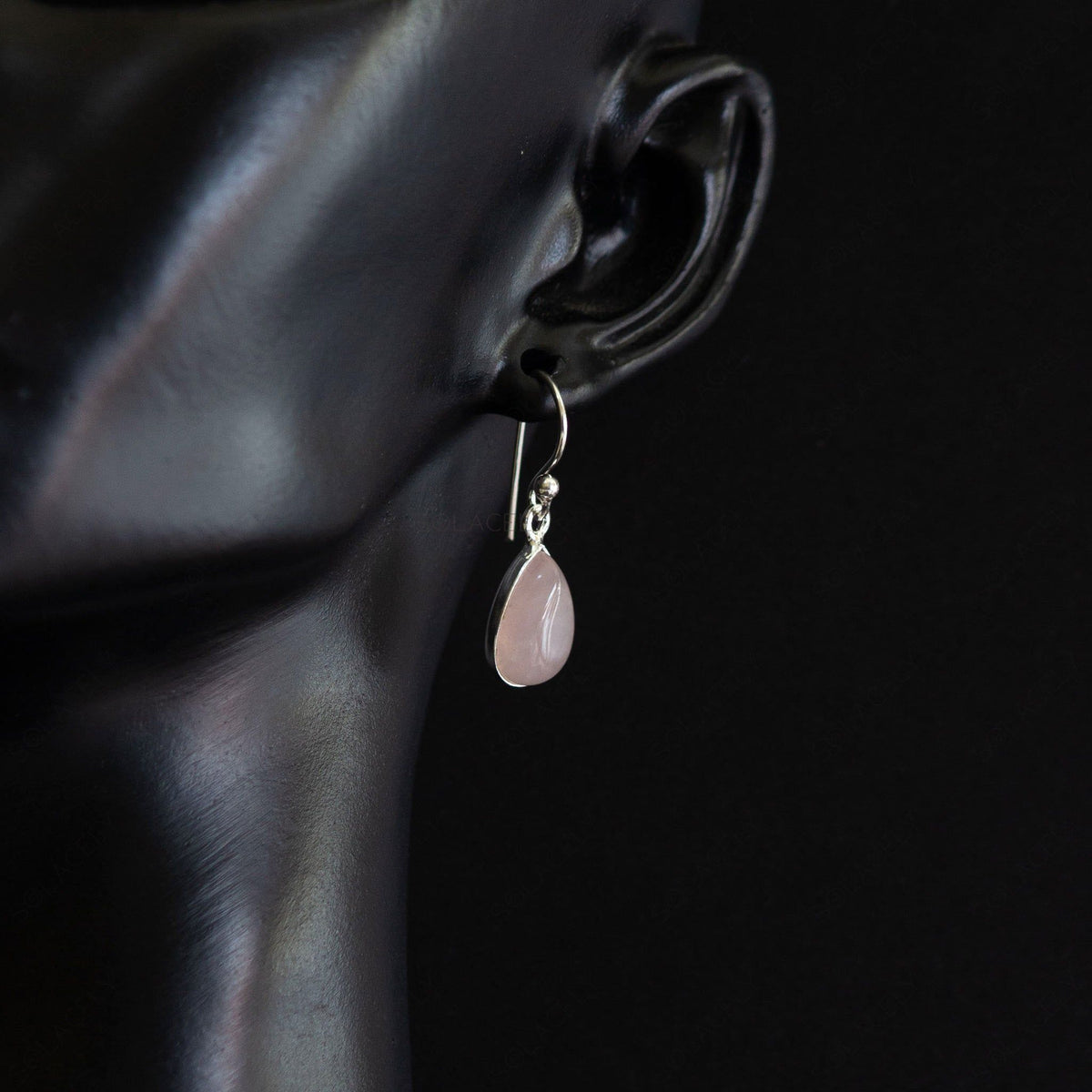drop earrings rose quartz sterling silver