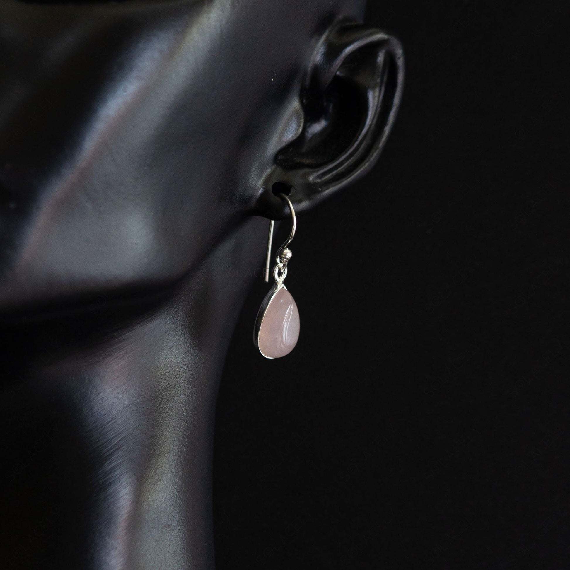 drop earrings rose quartz sterling silver