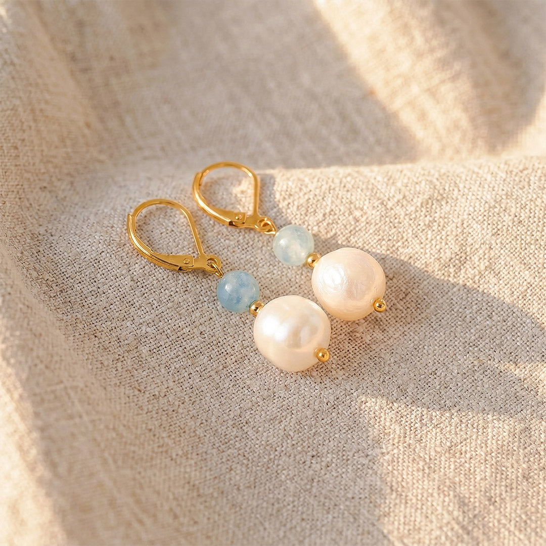 Elegant aquamarine pearl drops