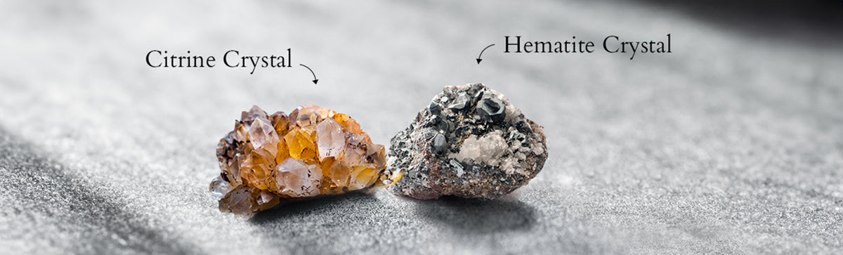Citrine and hematite crystal