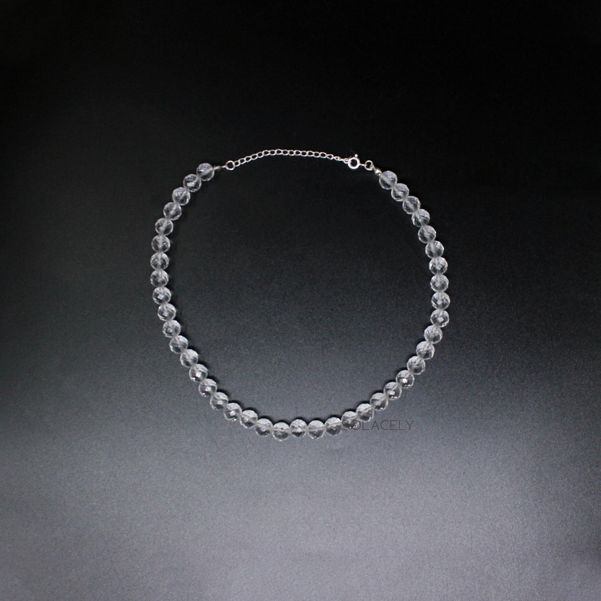 faceted clear quartz beaded necklace