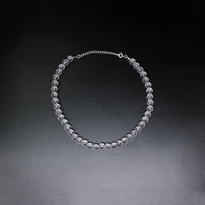 faceted clear quartz beaded necklace