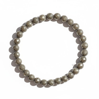 Pyrite Faceted Crystal Bracelet - 6mm Beads
