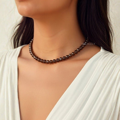 Faceted Smoky Quartz Beaded Necklace