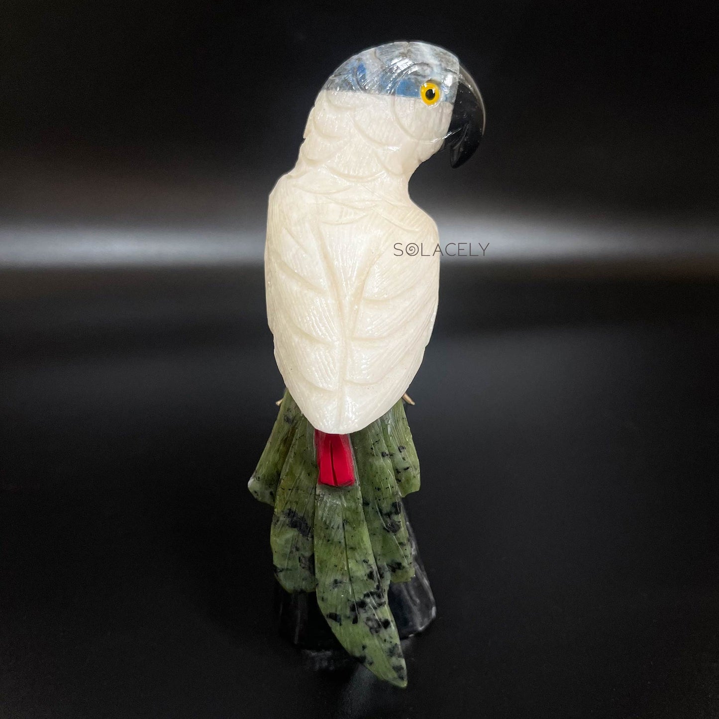 Gemstone Carved Parrot Bird