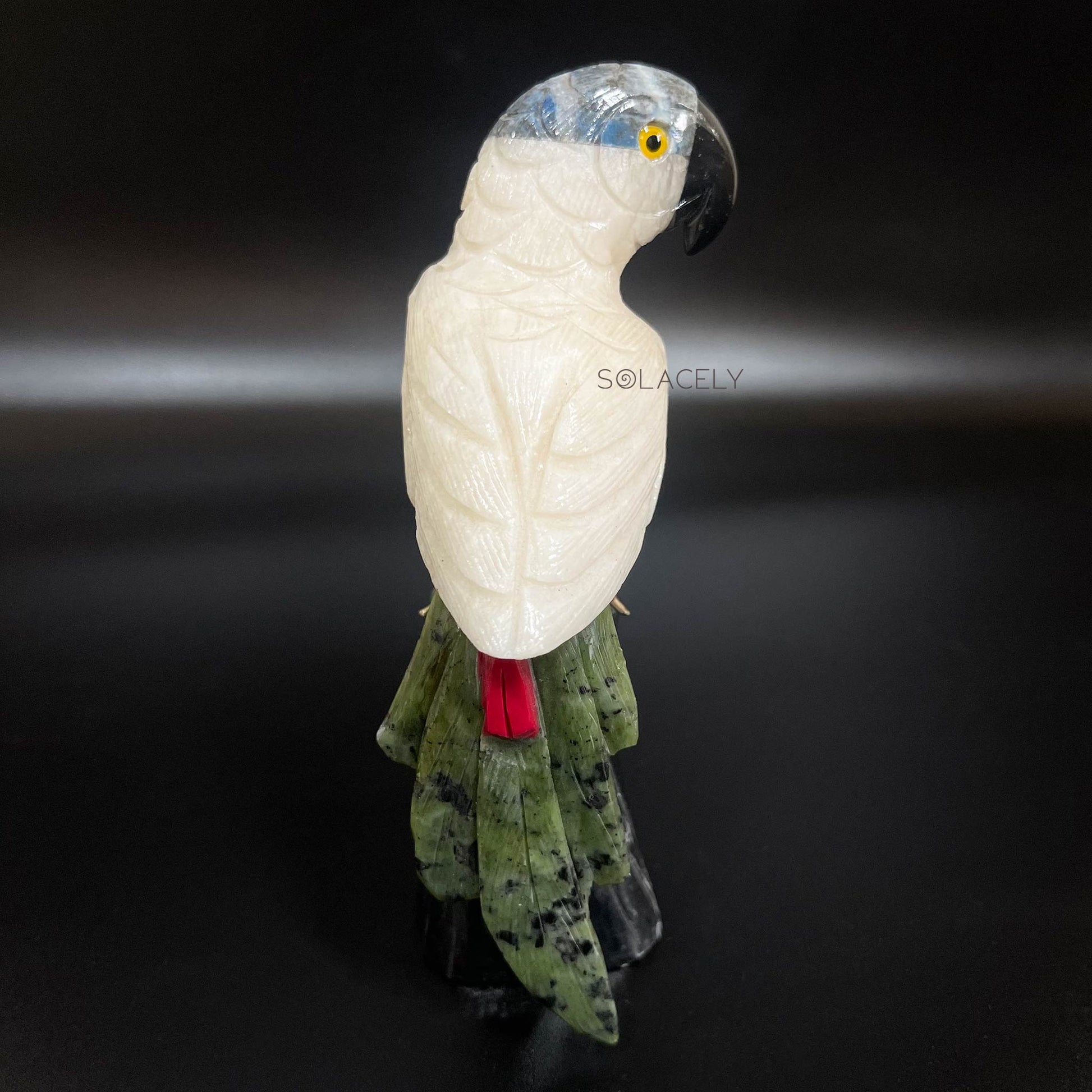 Gemstone Carved Parrot Bird
