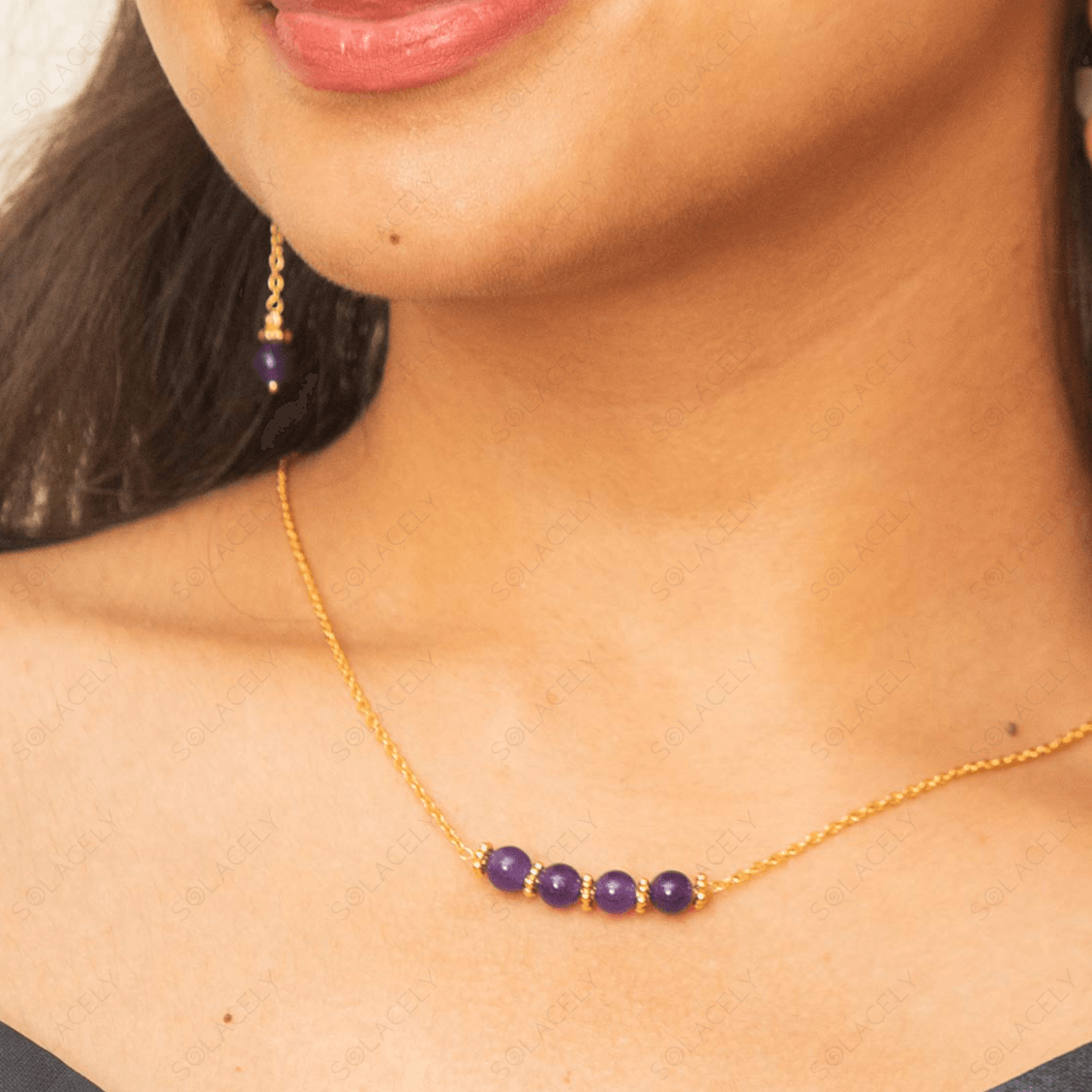 gold plated amethyst jewelry set 
