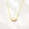 gold plated necklace with rainbow moonstone oval shape