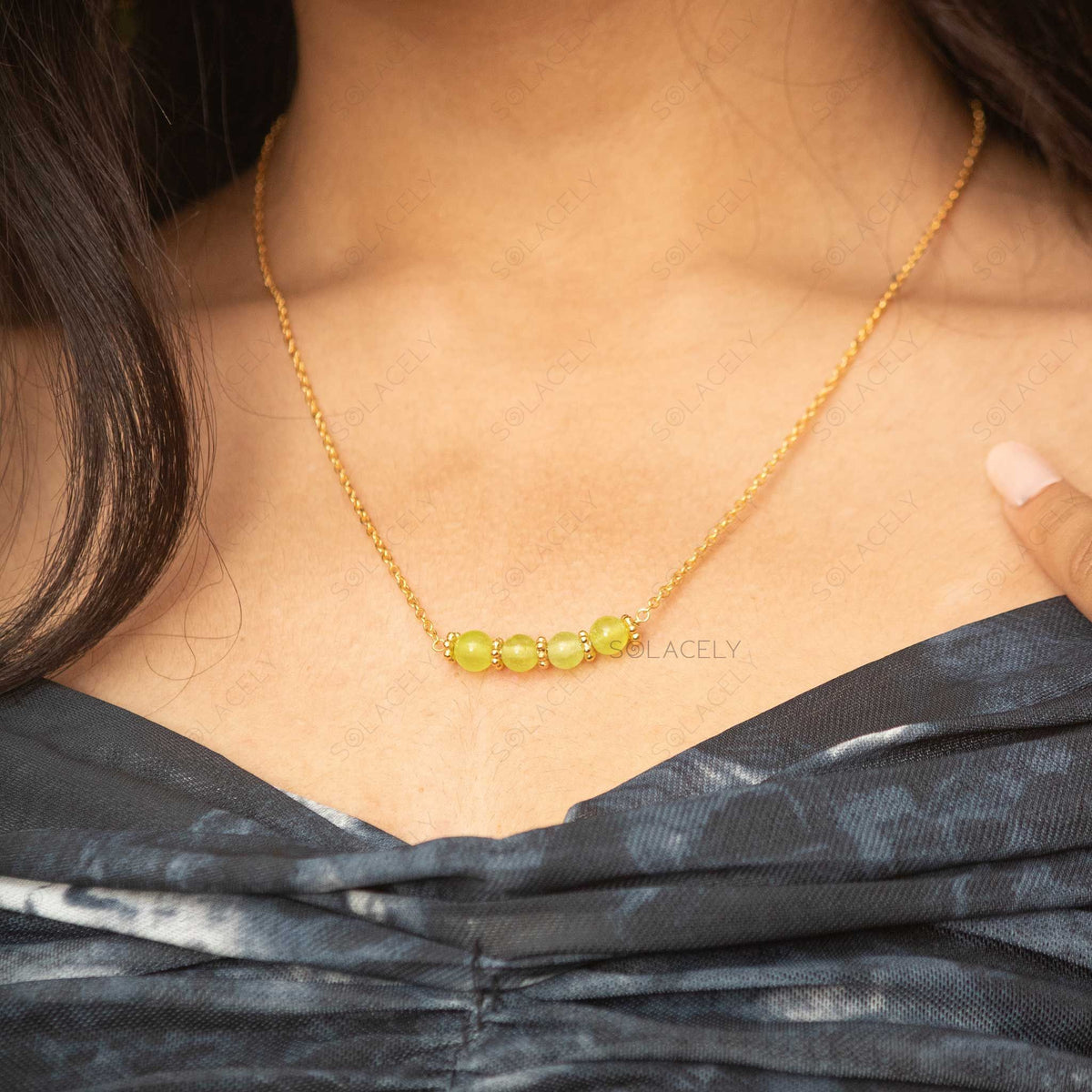 gold plated peridot necklace and earring set 