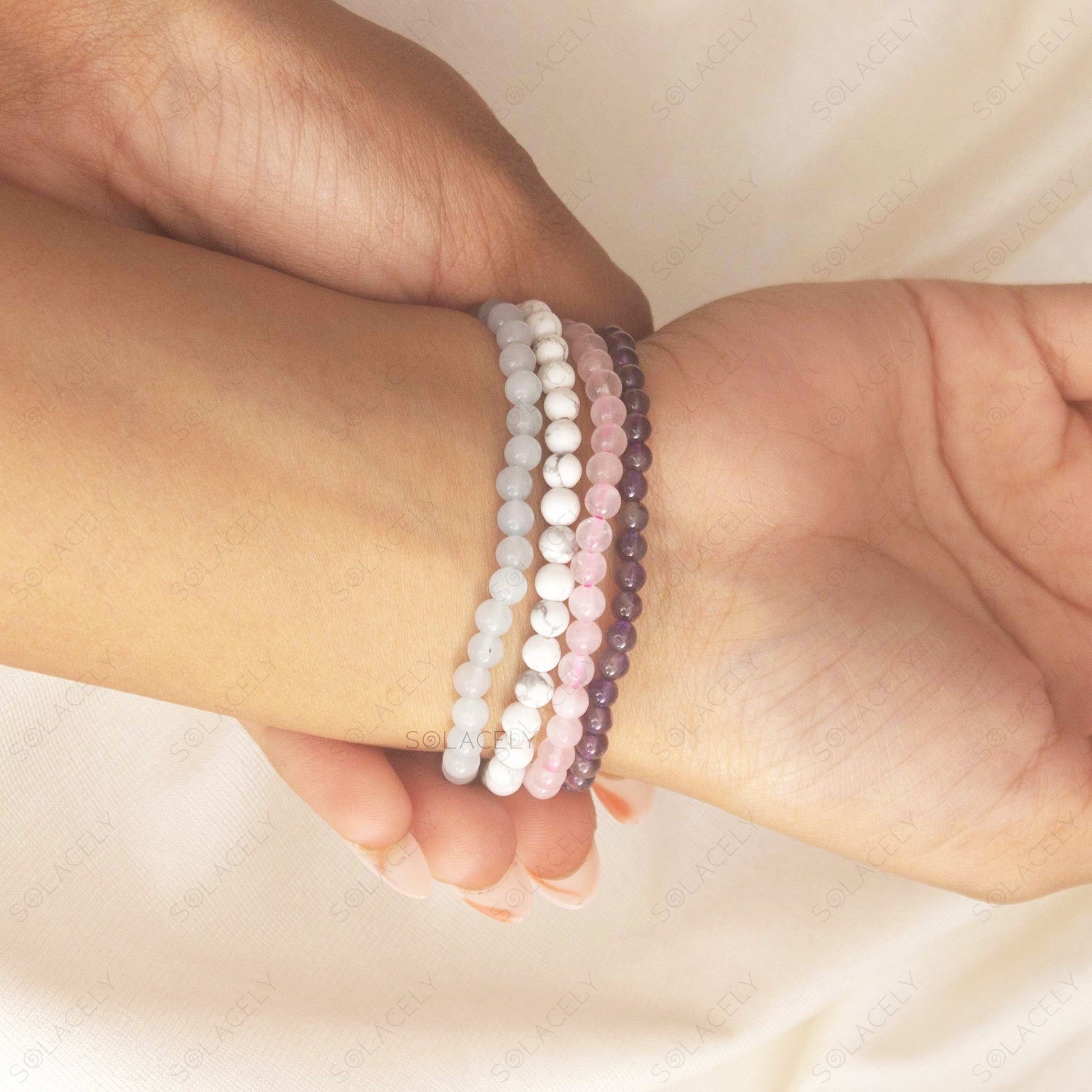 good vibes healing crystal stackable bracelet set