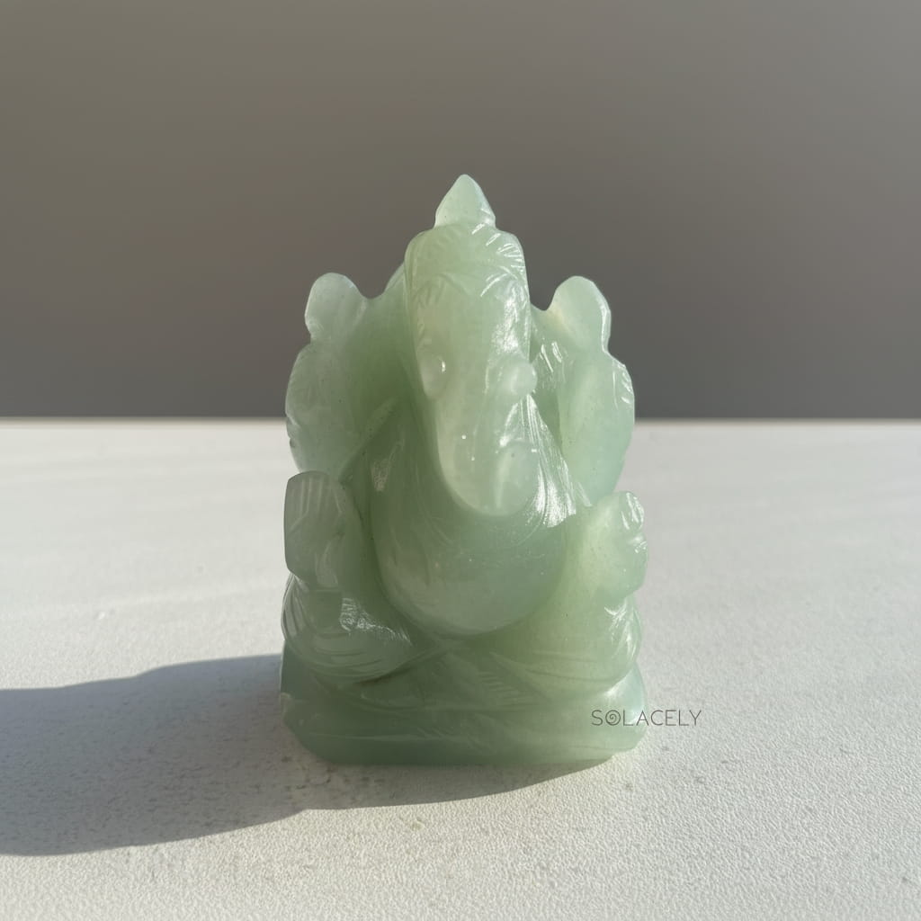 Green aventurine ganesha decorative idol