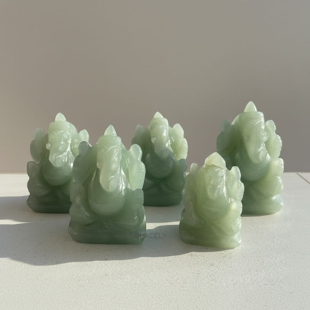 Green aventurine ganesha idol for home