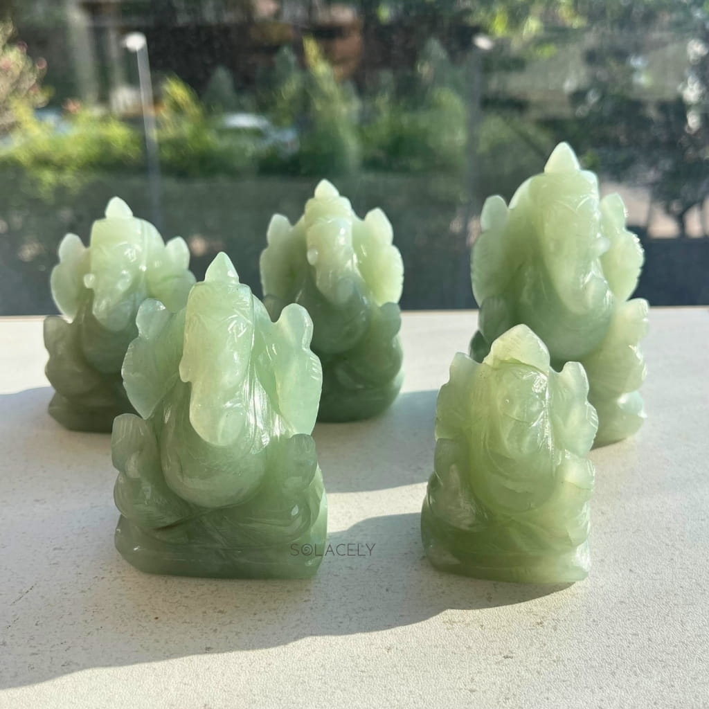 Green aventurine ganesha spiritual decor idol