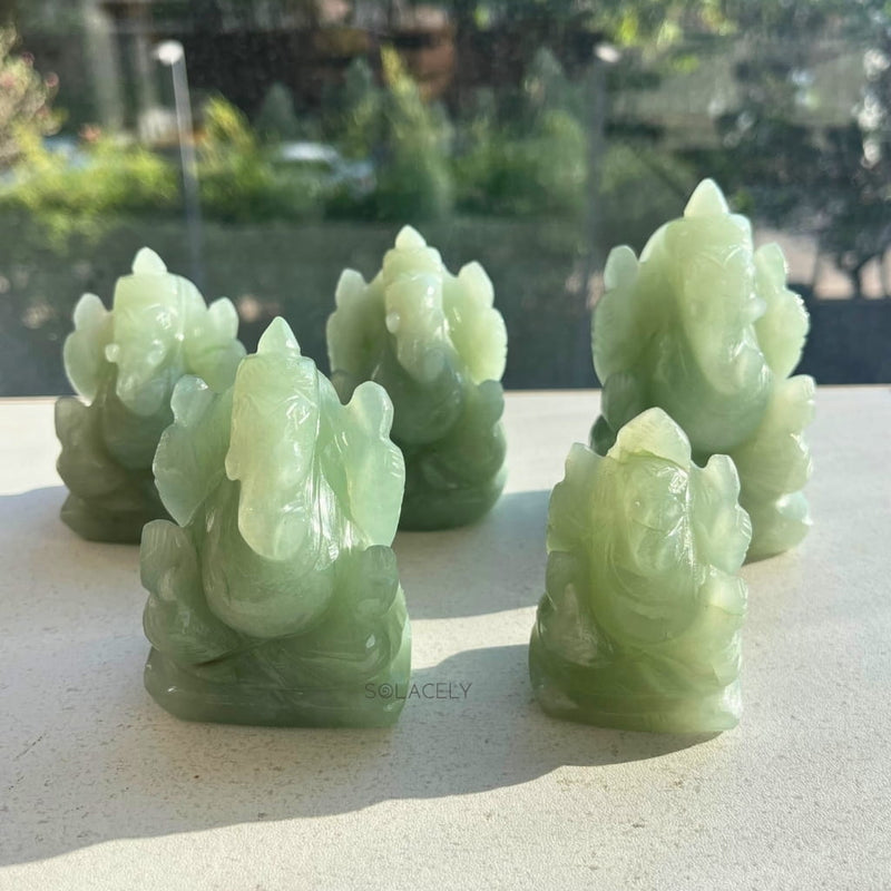 Green aventurine ganesha spiritual decor idol