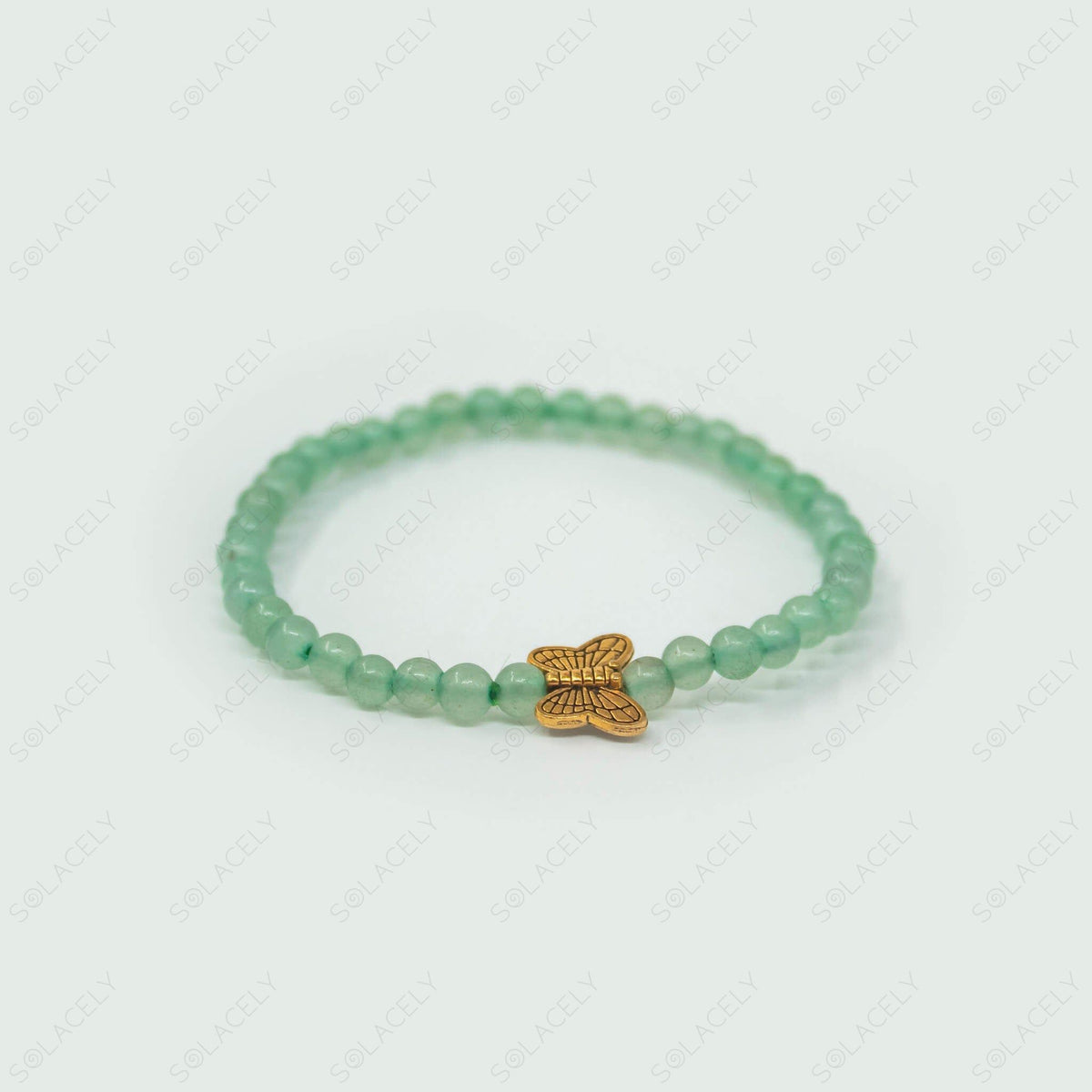 butterfly charm 4mm green aventurine bracelet