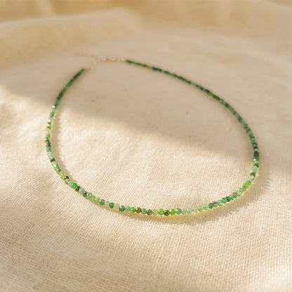 Green emerald gemstone necklace